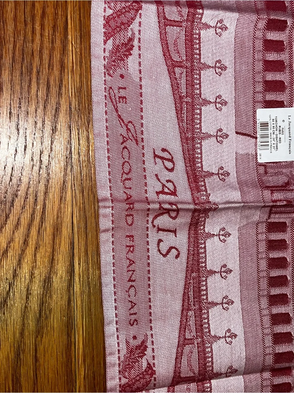 New Le Jacquard Francais Paris Cotton Dish Towel 60 x 80 cm Red Rectangular